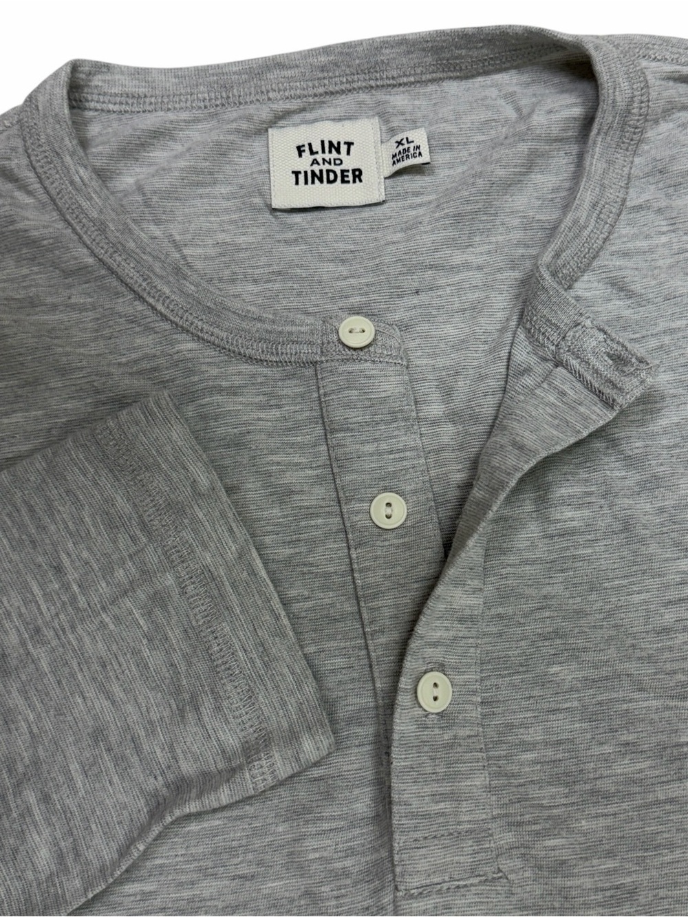Flint And Tinder Shirt Mens XL Grey Long Sleeve Henley Organic Huckberry USA
